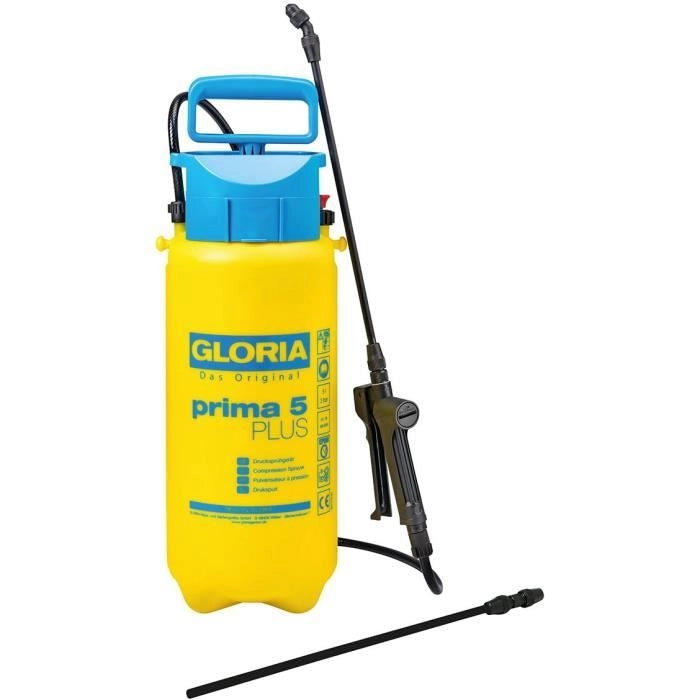 GLORIA - Prima 5 Plus - Atomizzatore a pressione 5L con speciali guarnizioni in EPDM per prodotti acidi