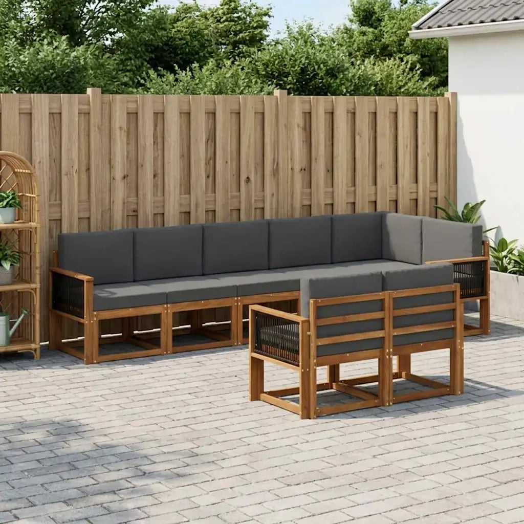 Set di divani da esterno 8 pcs Naturale e Antracite Poliestere