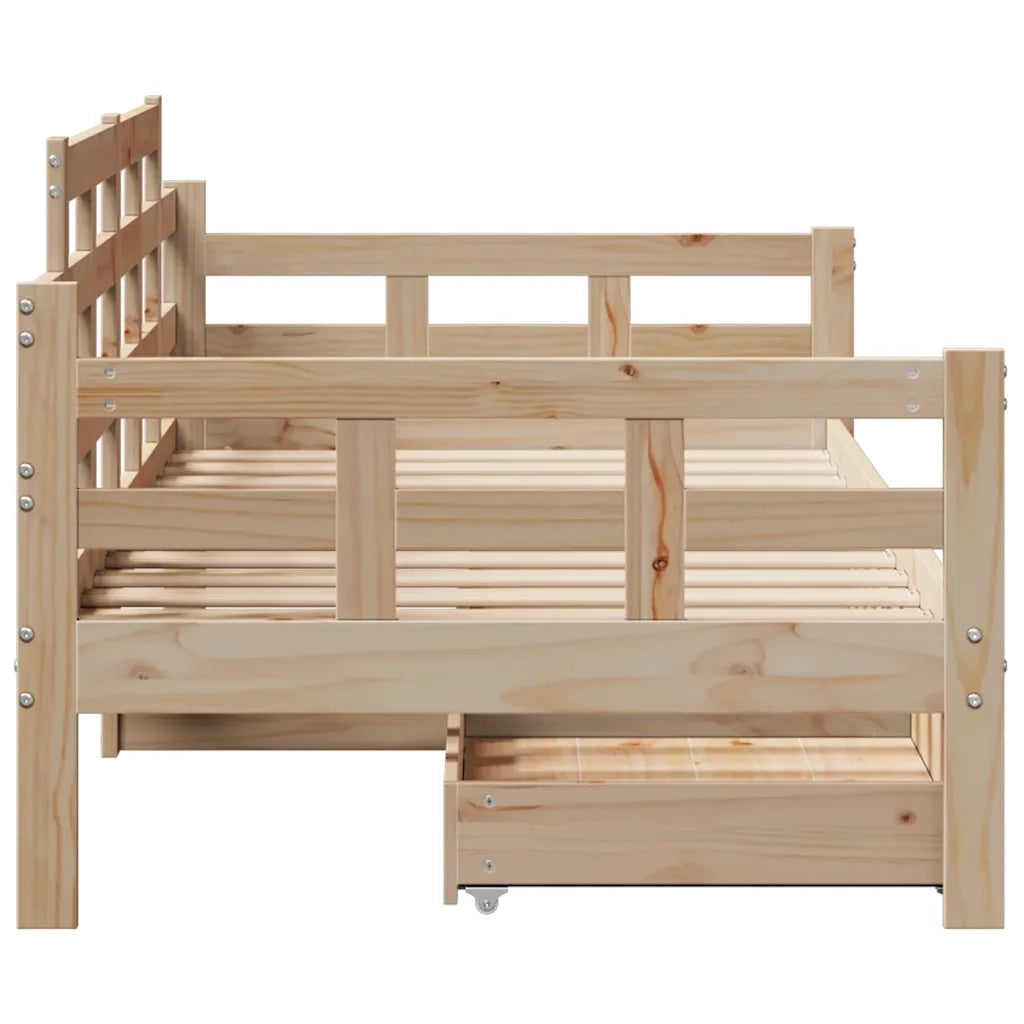 Dormeuse con Cassetti 80x200 cm in Legno Massello di Pino 3302122