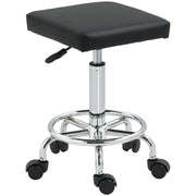 Sgabello Girevole Regolabile con Seduta Imbottita e Ruote ¨C Zephmum ¨C Nero 34x34x50-66 cm