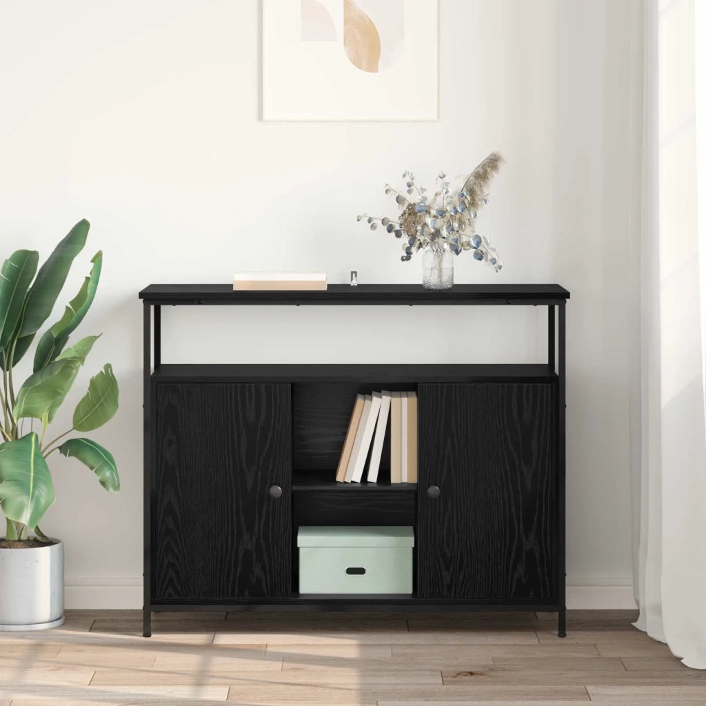 Credenza Rovere Nero 100 x 35 x 80 cm Legno multistrato
