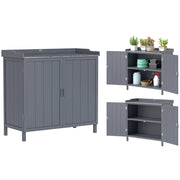 Armadietto da Giardino in Legno con 2 Ripiani ¨C Zephmum ¨C Grigio 98x48x95.5 cm
