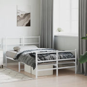 Giroletto con Testiera e Pediera-Struttura Letto Metallo Bianco 120x190 cm 176626
