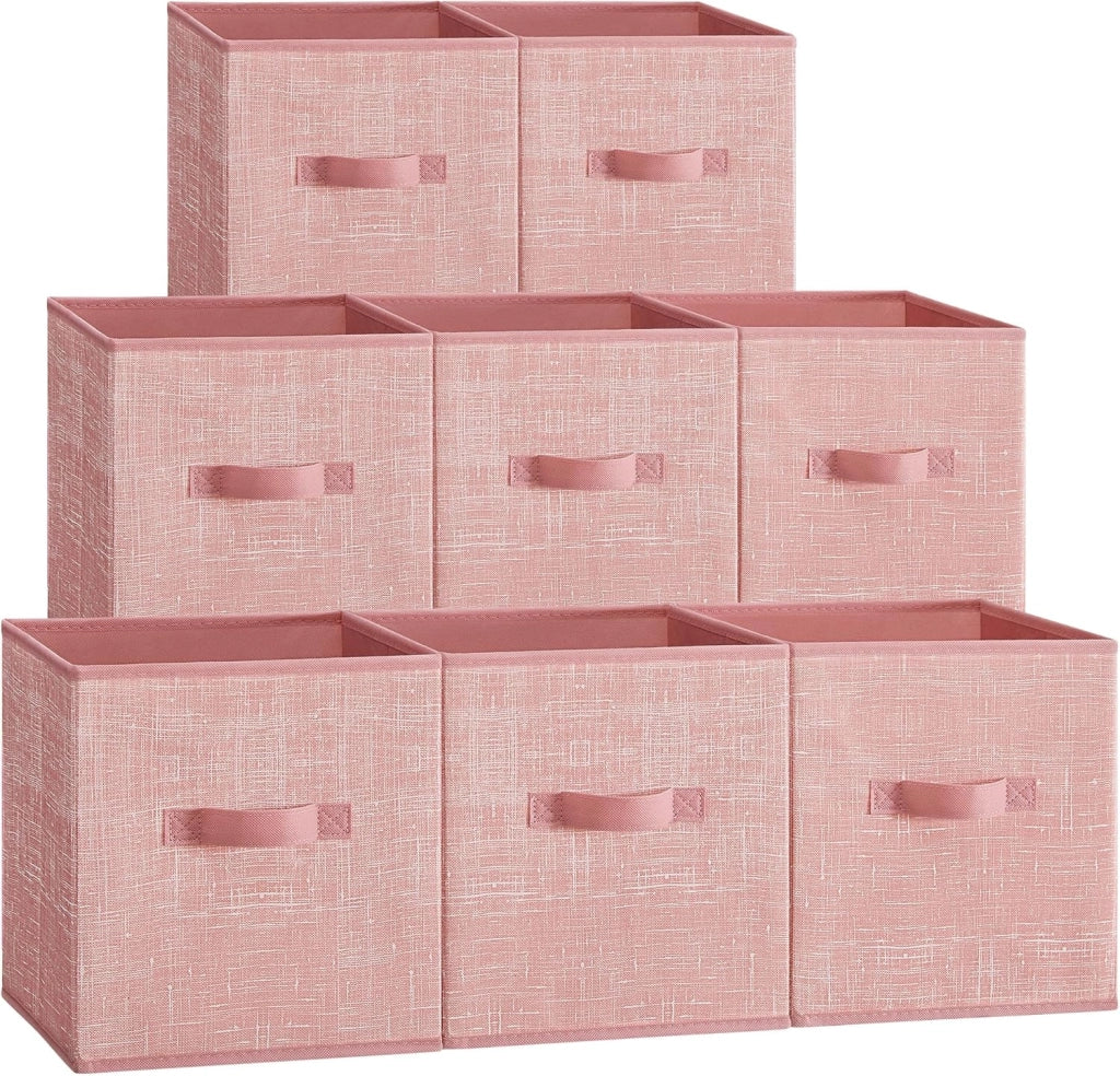 Set di 8 cubi portaoggetti in tessuto non tessuto con doppi manici da 27,9 cm, organizer per armadio, per mensole, pieghevoli, per vestiti, rosa gelatina UROB826R01