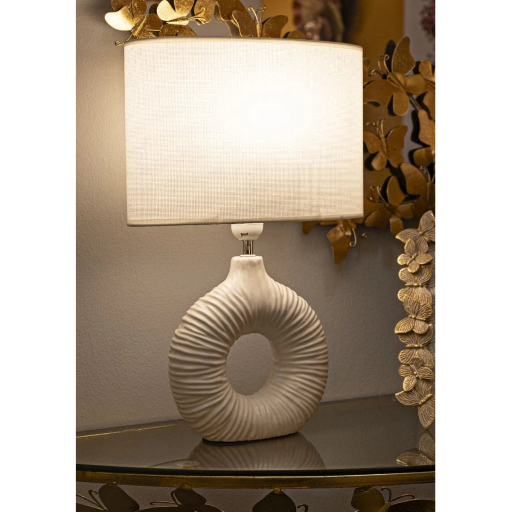 Lampada da Tavolo VKH93, Bianco, Ceramica, 28,5x15x43 cm