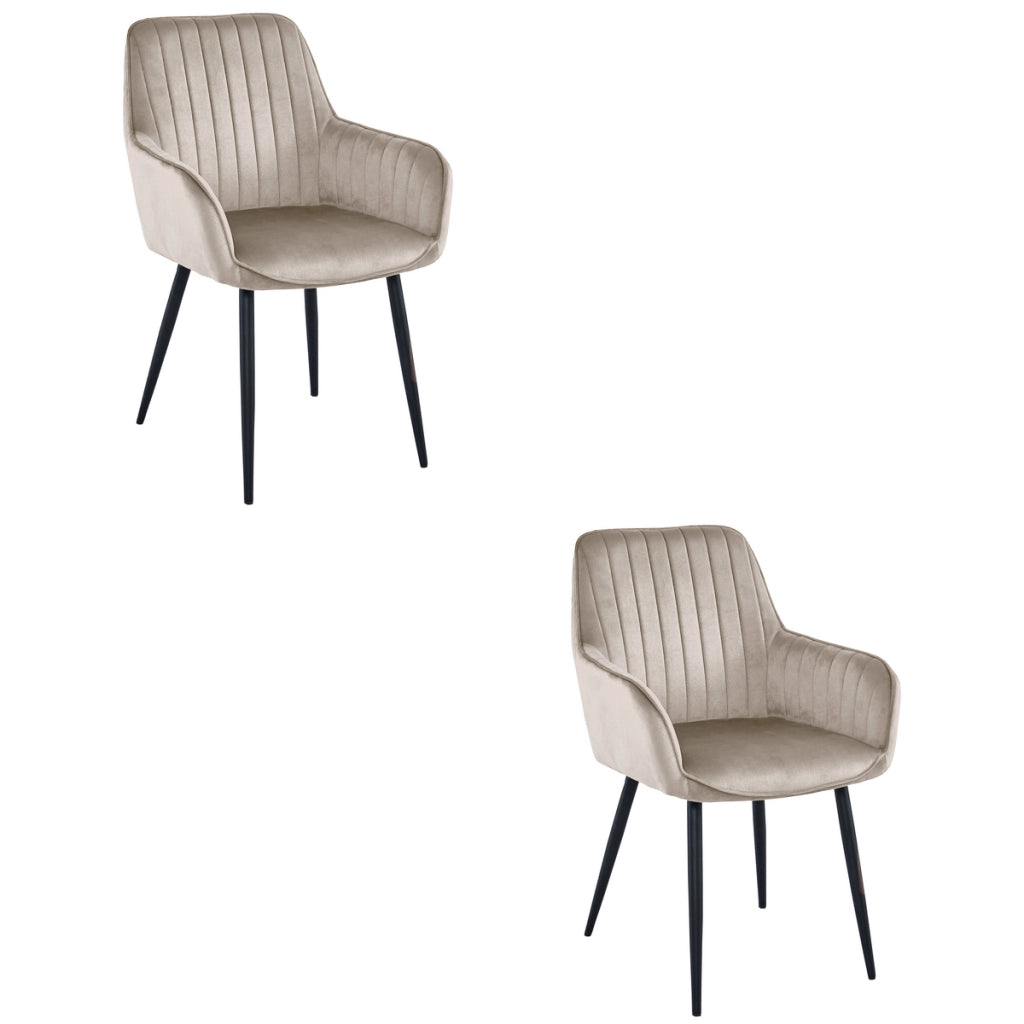 Set di 2 sedie con braccioli Solden in velluto beige