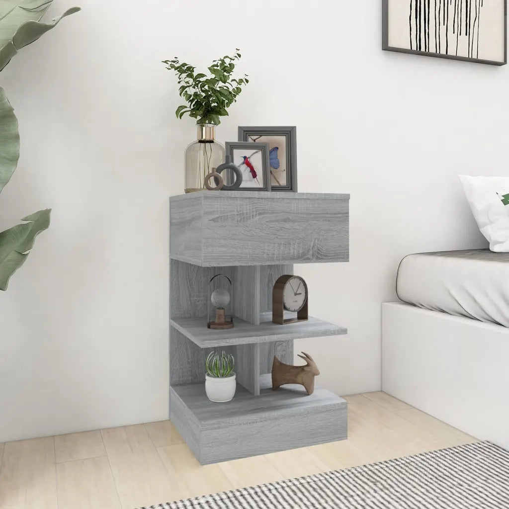 Comodino Grigio Sonoma 40x35x65 cm in Legno Multistrato 816043