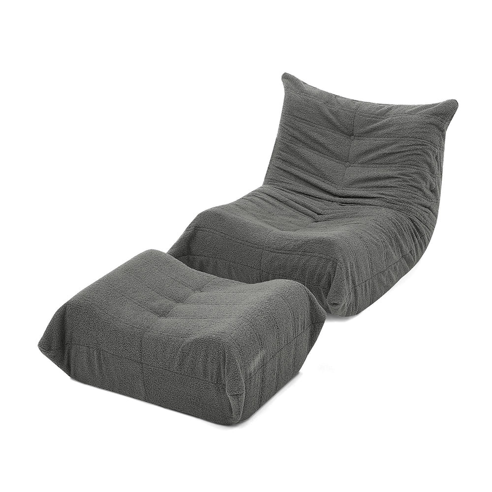 Divano Lazy con schienale e poggiapiedi - Xylo - Grigio