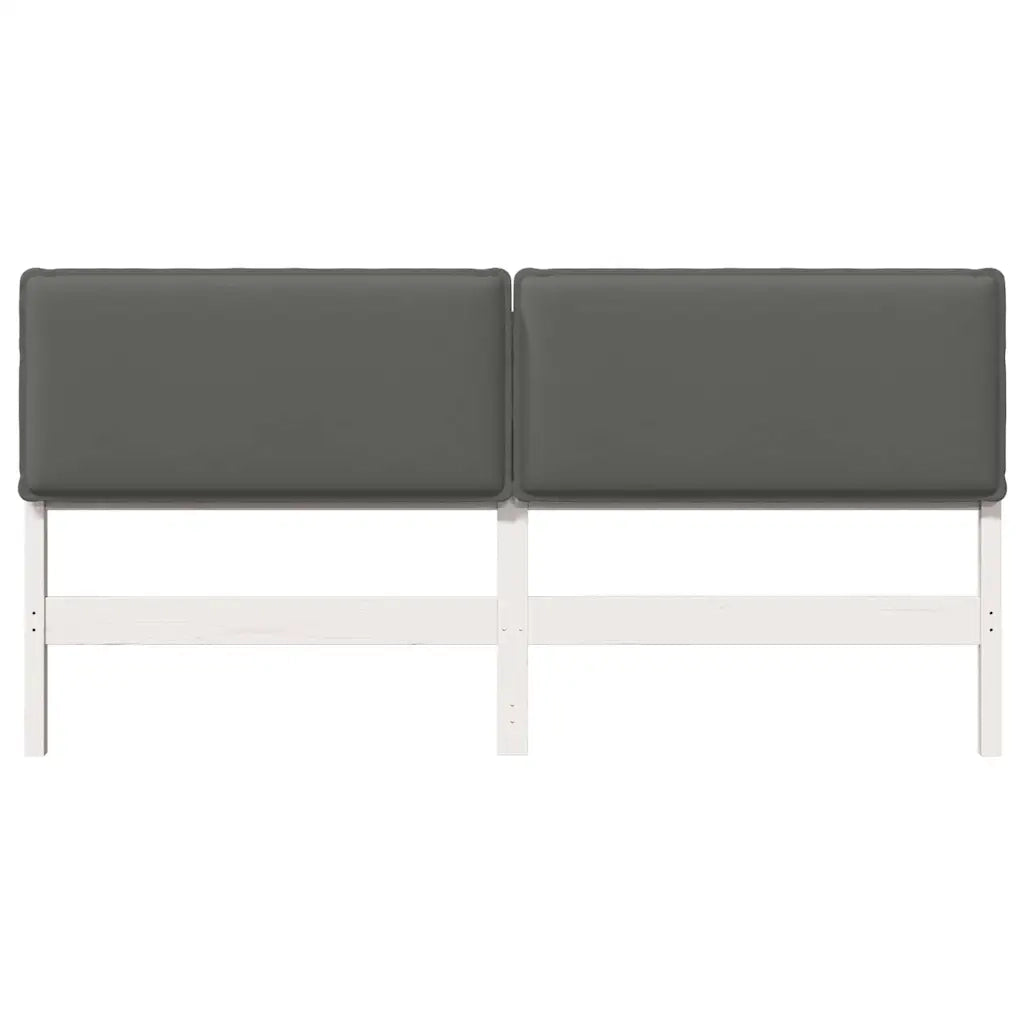 Testiera imbottita Bianco e grigio chiaro 180 cm Pino massello