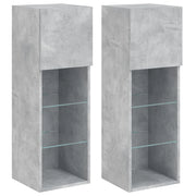 Mobile TV multimediale scaffale TV credenza mobile TV per sala da pranzo soggiorno camera da letto con luci LED 2 pezzi 30,5 x 30 x 90 cm grigio 02_0028837