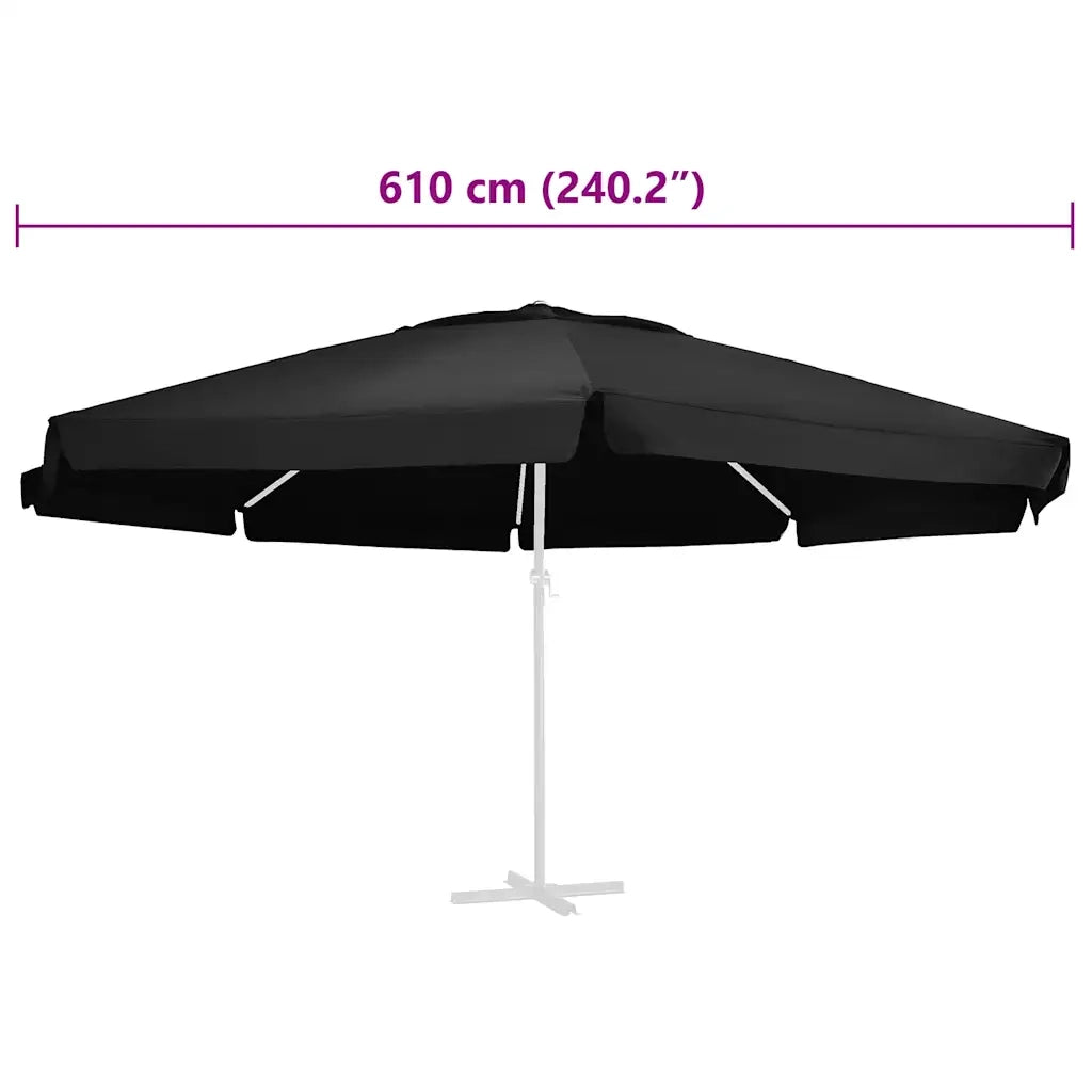 Telo di Ricambio per Ombrellone Nero 610 cm 312552