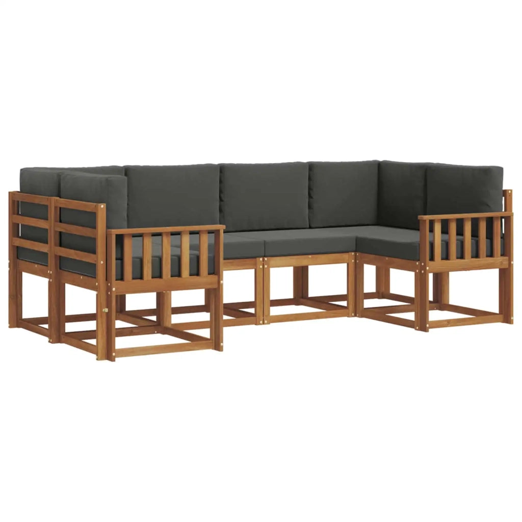Set di divani da esterno con cuscino 6 pcs Naturale e Antracite