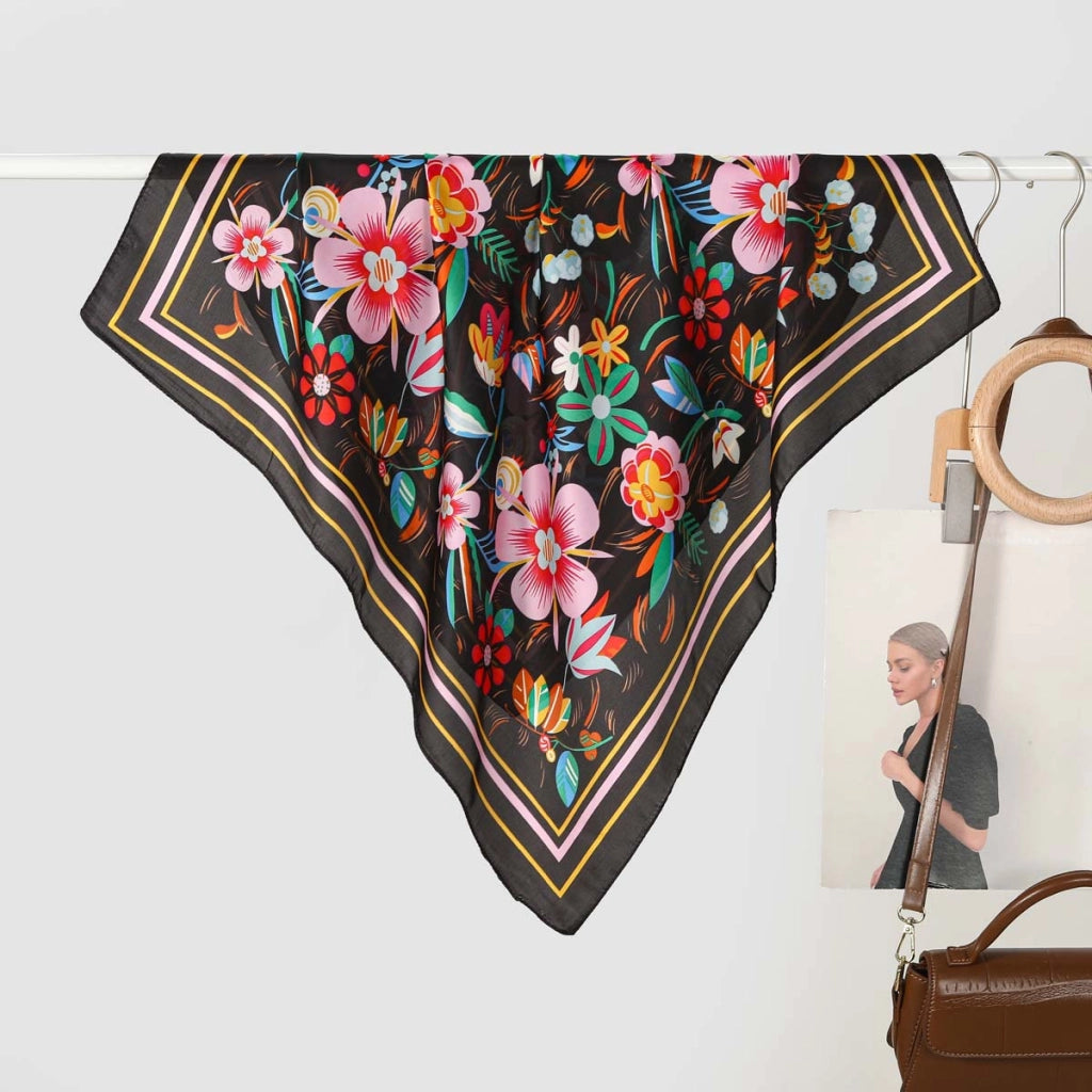 Nuova sciarpa da donna in seta stampata, stile coreano, sciarpa decorativa alla moda e versatile.
