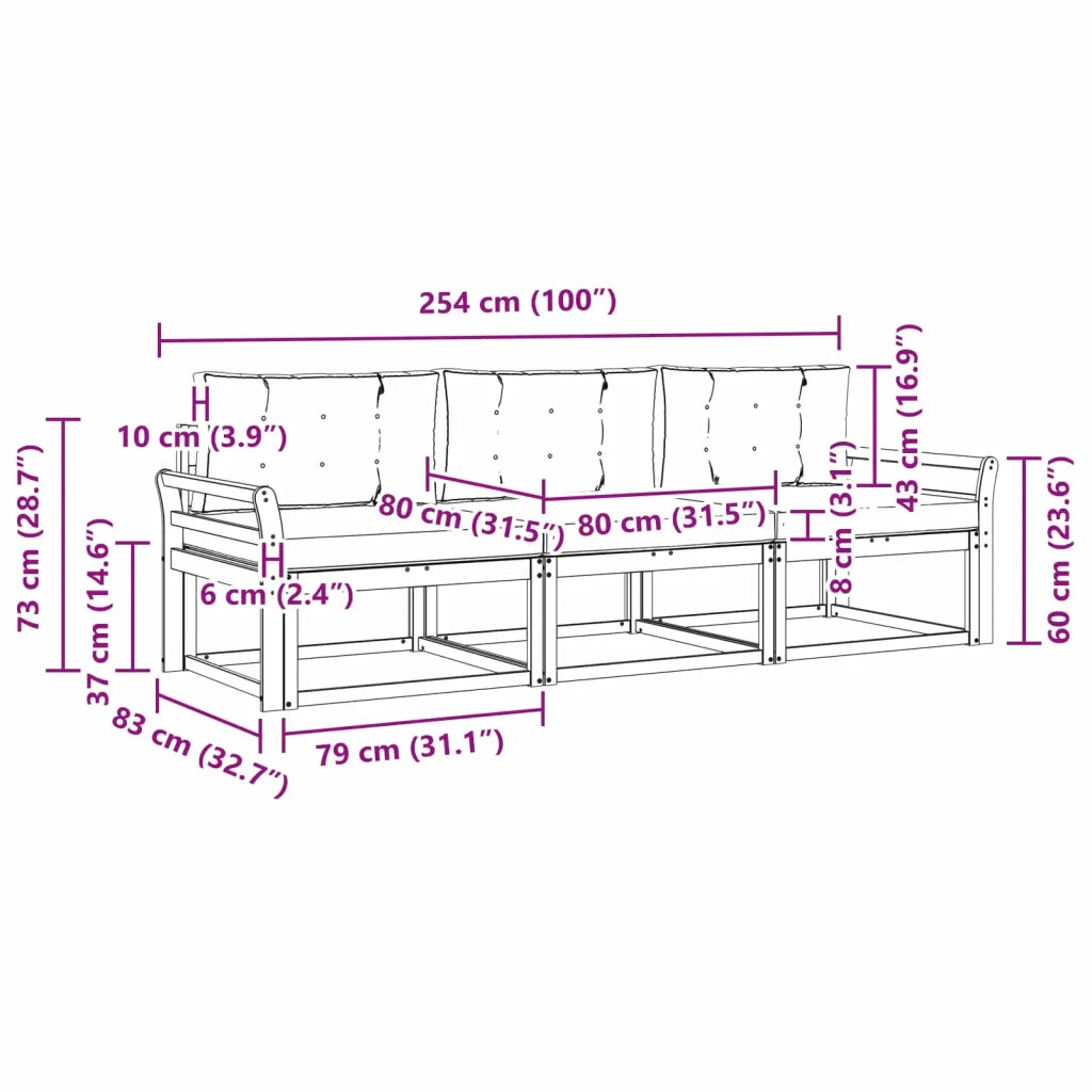 Set di divani da esterno 3 pz Bianco e Beige Poliestere 3385992
