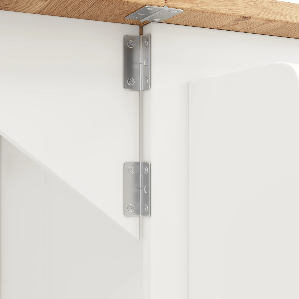 Tavolo da Pranzo Multifunzionale con Ripiani e Vano Contenitore ¨C MINIMAL ¨C Bianco, Effetto Legno