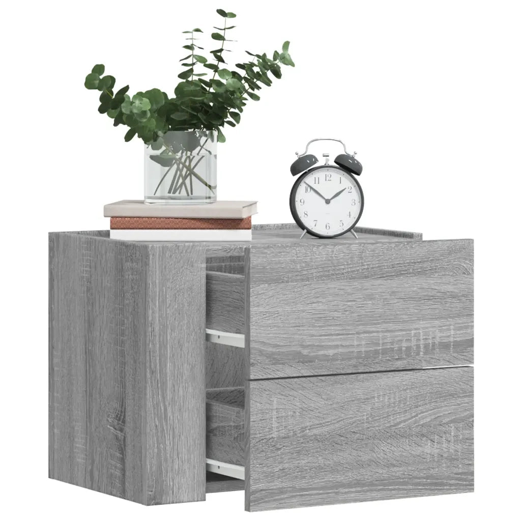 Set di 2 Comodini | Armadio da Notte | Mobiletto da notte a Muro Grigio Sonoma 45x30x35 cm