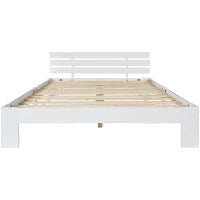 Letto Singolo dal Design Semplice, Senza Materasso, 140x200 cm, Bianco