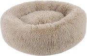 Letto a donut per gatti e cani morbidi anti-stress con piuma confortevole lavabile per piccoli e medi gatti e cani - Diametro: 60 cm marrone chiaro.