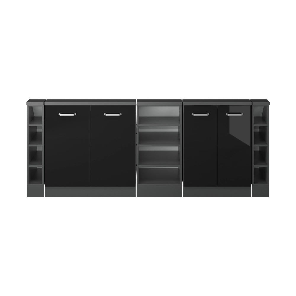 Set di mobili sottotetto Rion Nero lucido/Antracite Set di 5 Vicco