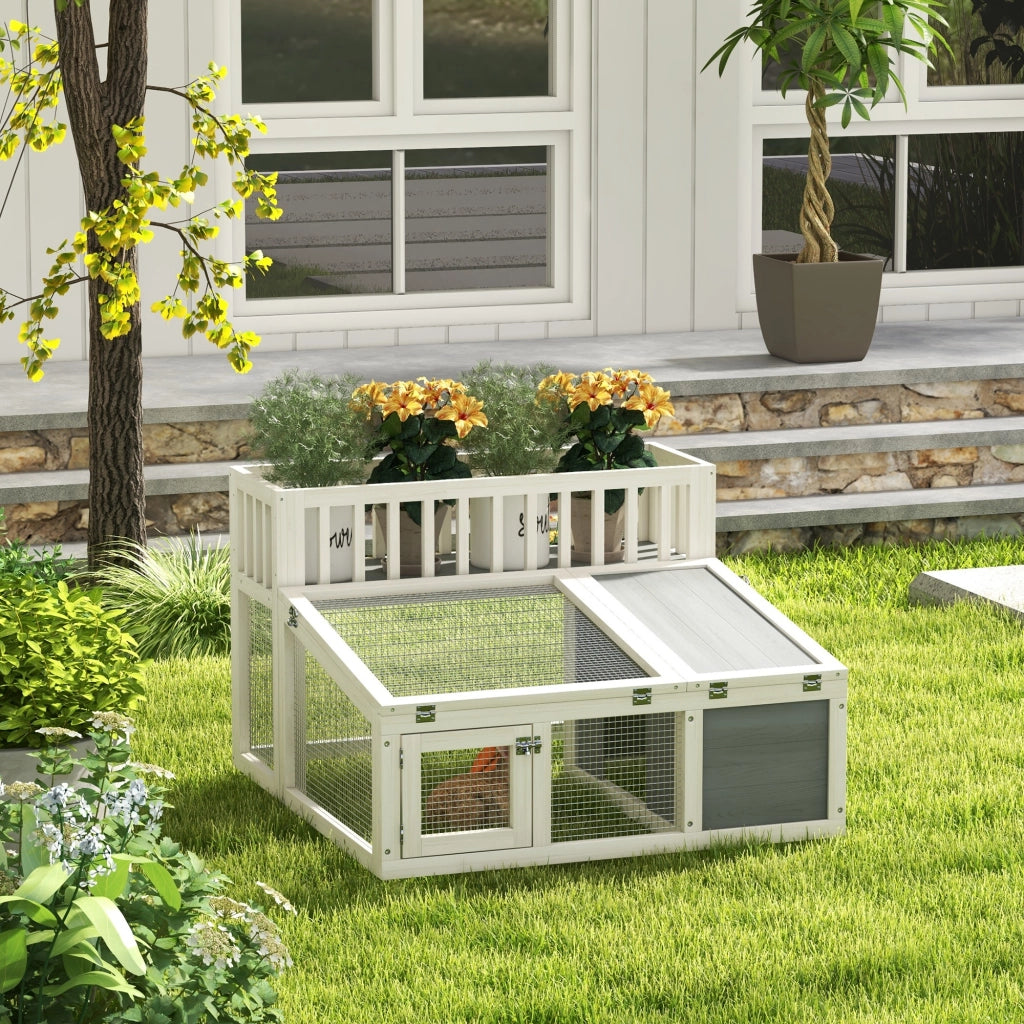Gabbia per conigli in legno con ripiano per piante ¨C zephmum ¨C 94x90x60 cm