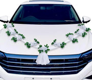 Kit di decorazione per auto per matrimoni con 9 pezzi di fiori artificiali e foglie verdi - ideale per occasioni festive