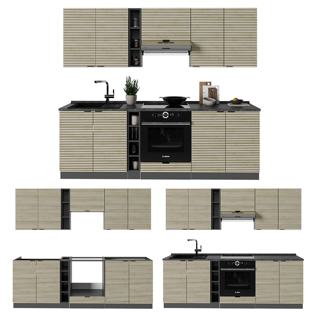 Vicco Cucina componibile Pannello in rovere/antracite 235 cm , PL Antracite