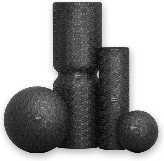 Fascia Roller e Fascia Bal, 2 pezzi di ciascuno, per l'allenamento della fascia per i muscoli, il tessuto connettivo e il metabolismo con esercizi su DVD.