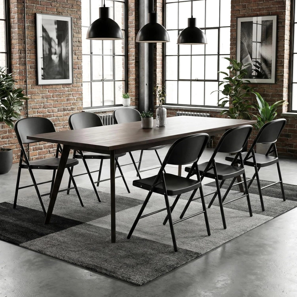 Set di 6 Sedie Pieghevoli per Interni, Sedie Sala da Pranzo Salvaspazio con Struttura in Metallo, Seduta Curva e Poggiapiedi, Portata 150 kg, per Cucina e Ufficio