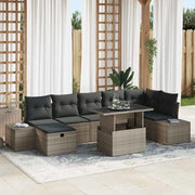 Set Divano da Giardino 8 pcs Grigio polyrattan