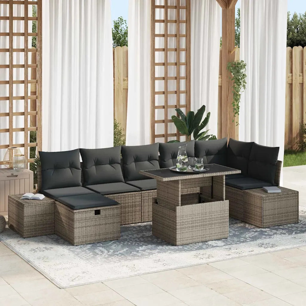 Set Divano da Giardino 8 pcs Grigio polyrattan