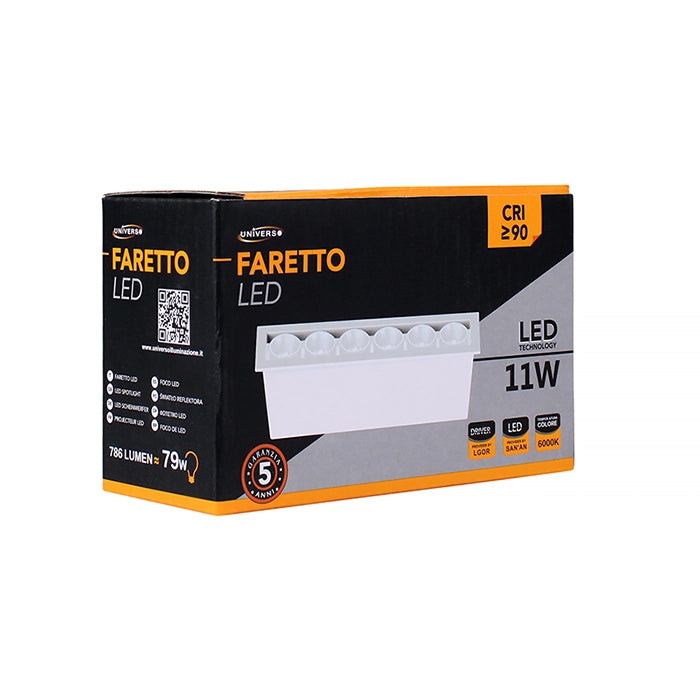FARETTO LED RETTANGOLARE DA INCASSO 11W LUCE FREDDA 6000K° PER CONTROSOFFITTI - EFFICIENZA ENERGETICA E ILLUMINAZIONE DI PRECISIONE