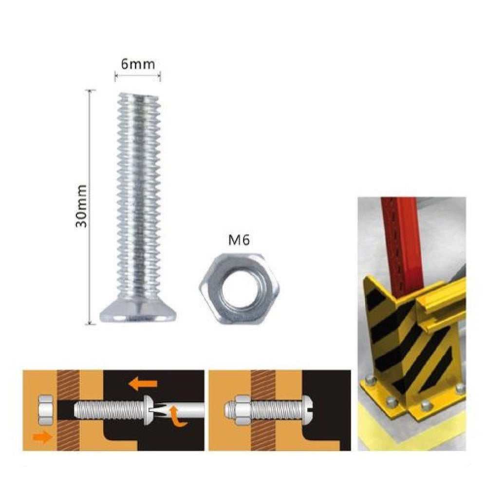 Trade Shop - Set 8 Pezzi Viti Vite Testa A Croce Piatta 6 X 30 Mm Con Dado Esagonale M6 90944 -