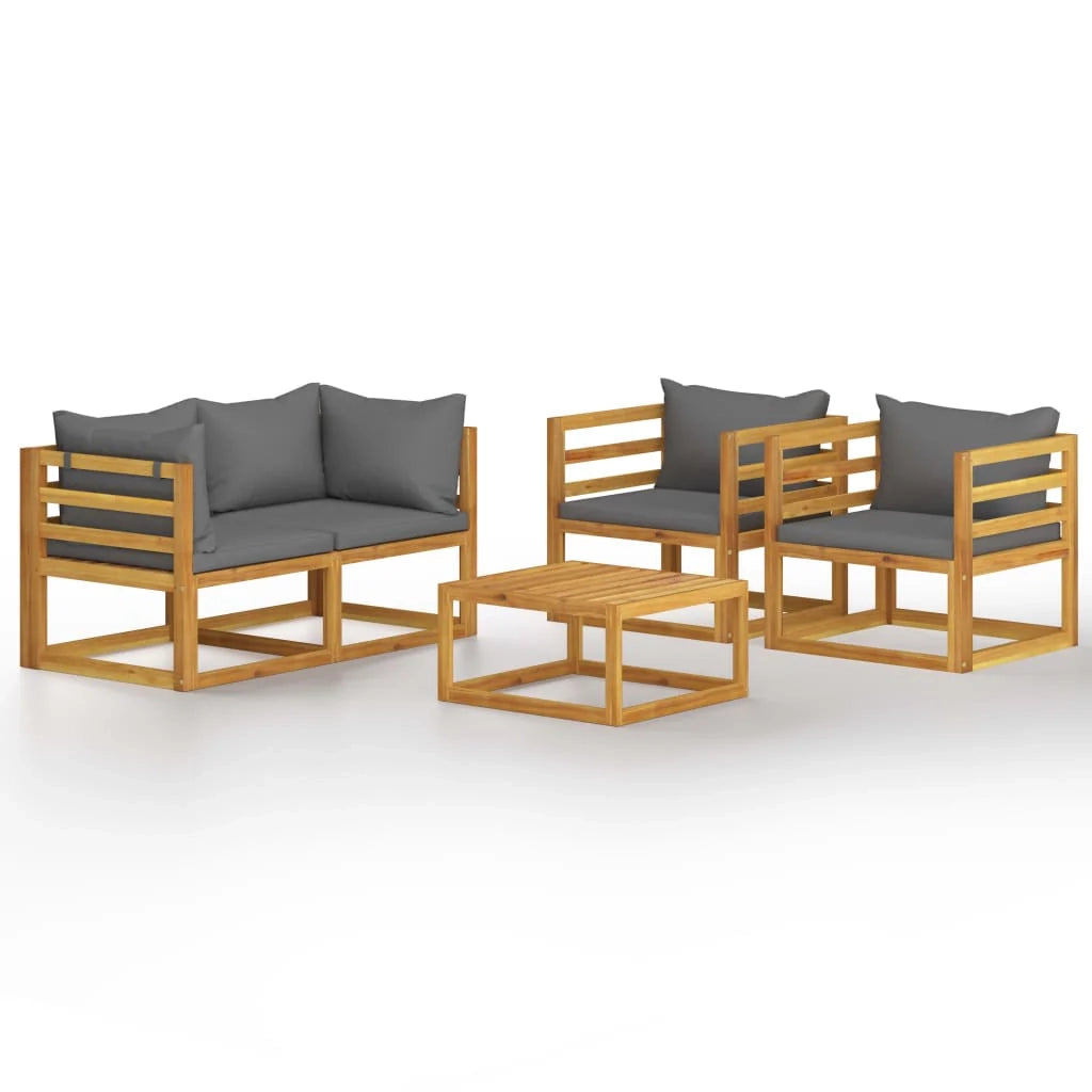 Set di mobili da giardino mobili da esterno 5 pezzi con cuscini legno massello di acacia 02_0016289