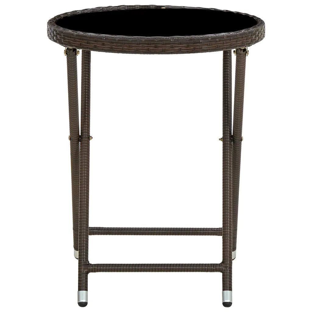 Tavolino da Salotto-Tavolino da soggiorno-Tavolo Marrone 60 cm Polyrattan e Vetro Temperato