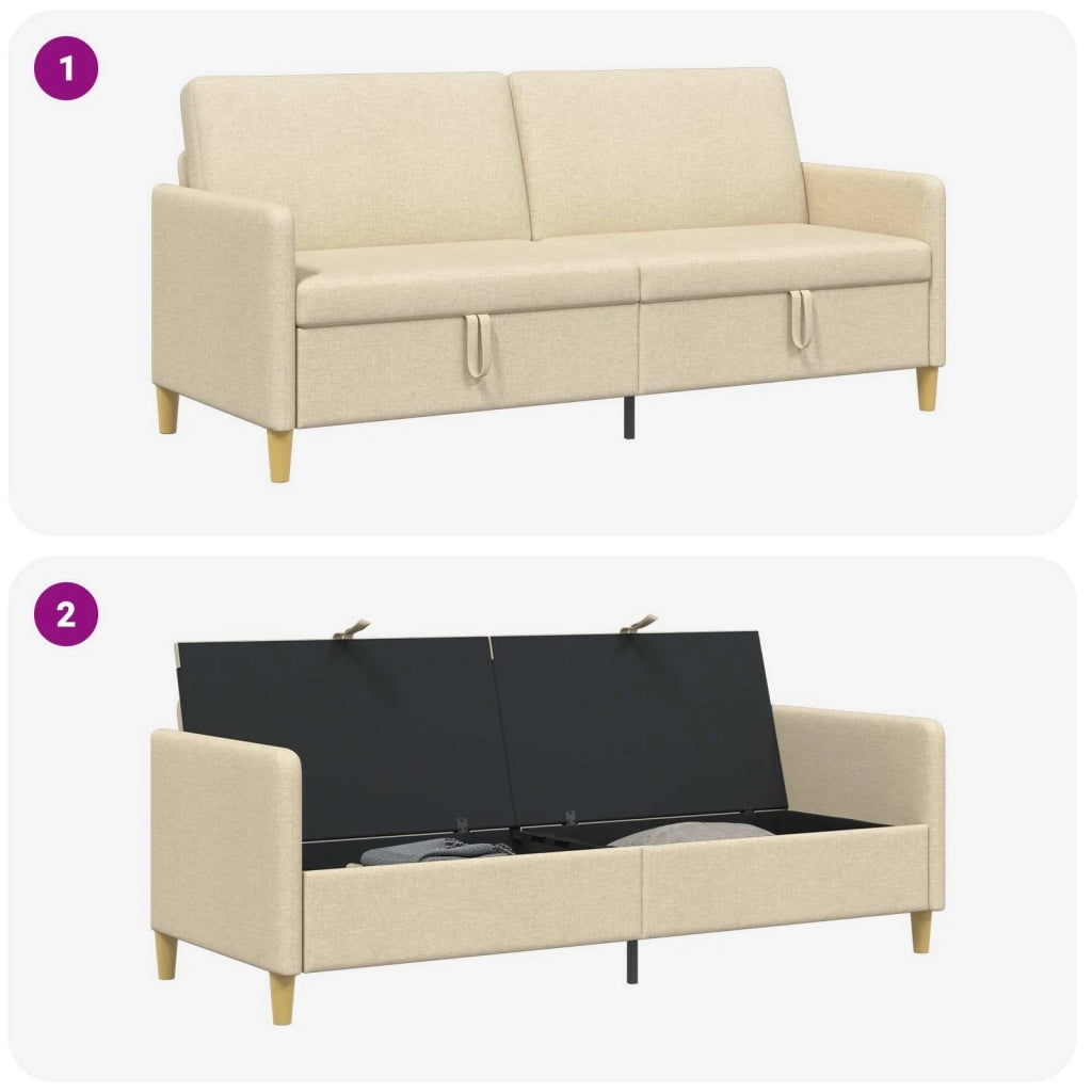 Divano con Storage Crema 192 x 78 x 87 cm Poliestere 42036982