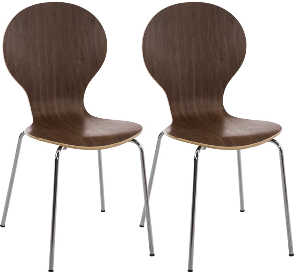 Set 2x Sedie Impilabili Diego in Legno Robusto Noce