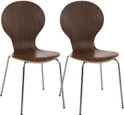 Set 2x Sedie Impilabili Diego in Legno Robusto Noce