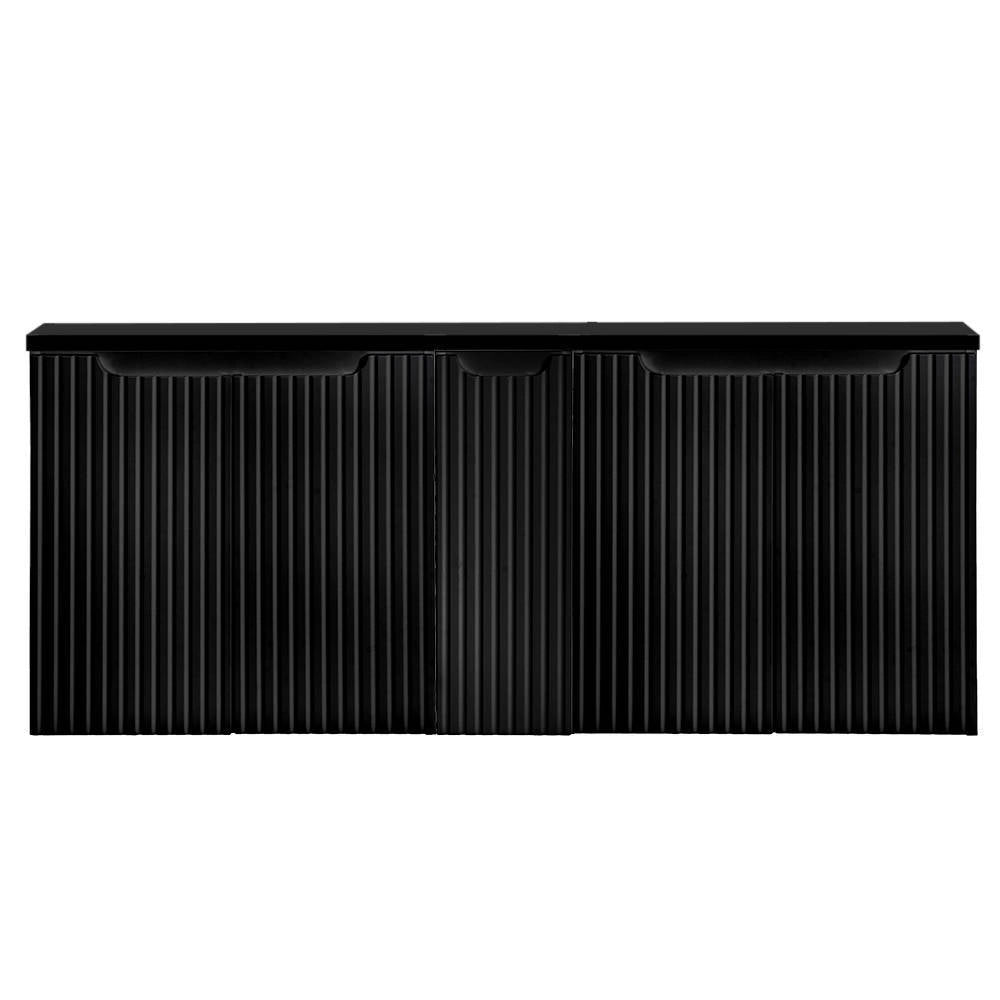 Mobile Sottolavabo Doppio NEWPORT da Parete con 5 Ante e Ripiano 140x60x40 cm - Nero [en.casa]
