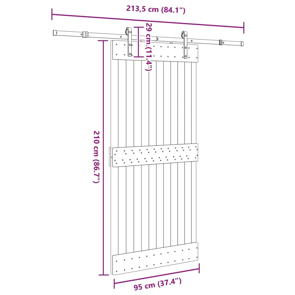 Porta scorrevole NARVIK Naturale e Nero 95 x 210 cm (213,5 cm) 3445261