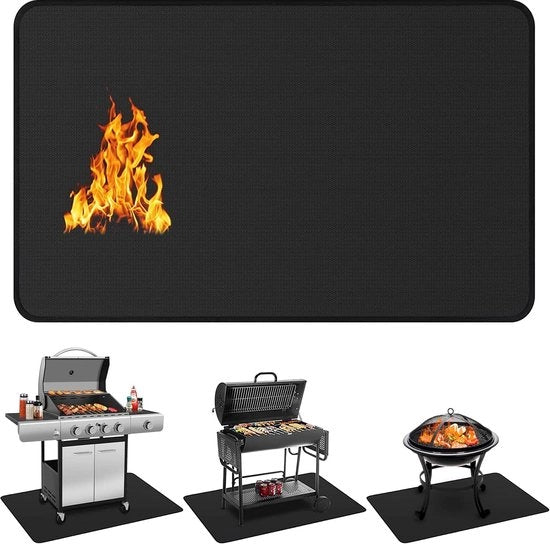 Mat anti-incendio per esterno 60x40 pollici – Bicolor – Protegge terrazza e pavimento da fuoco, macchie grasso e umidità – Per barbecue, forno a legna e camino