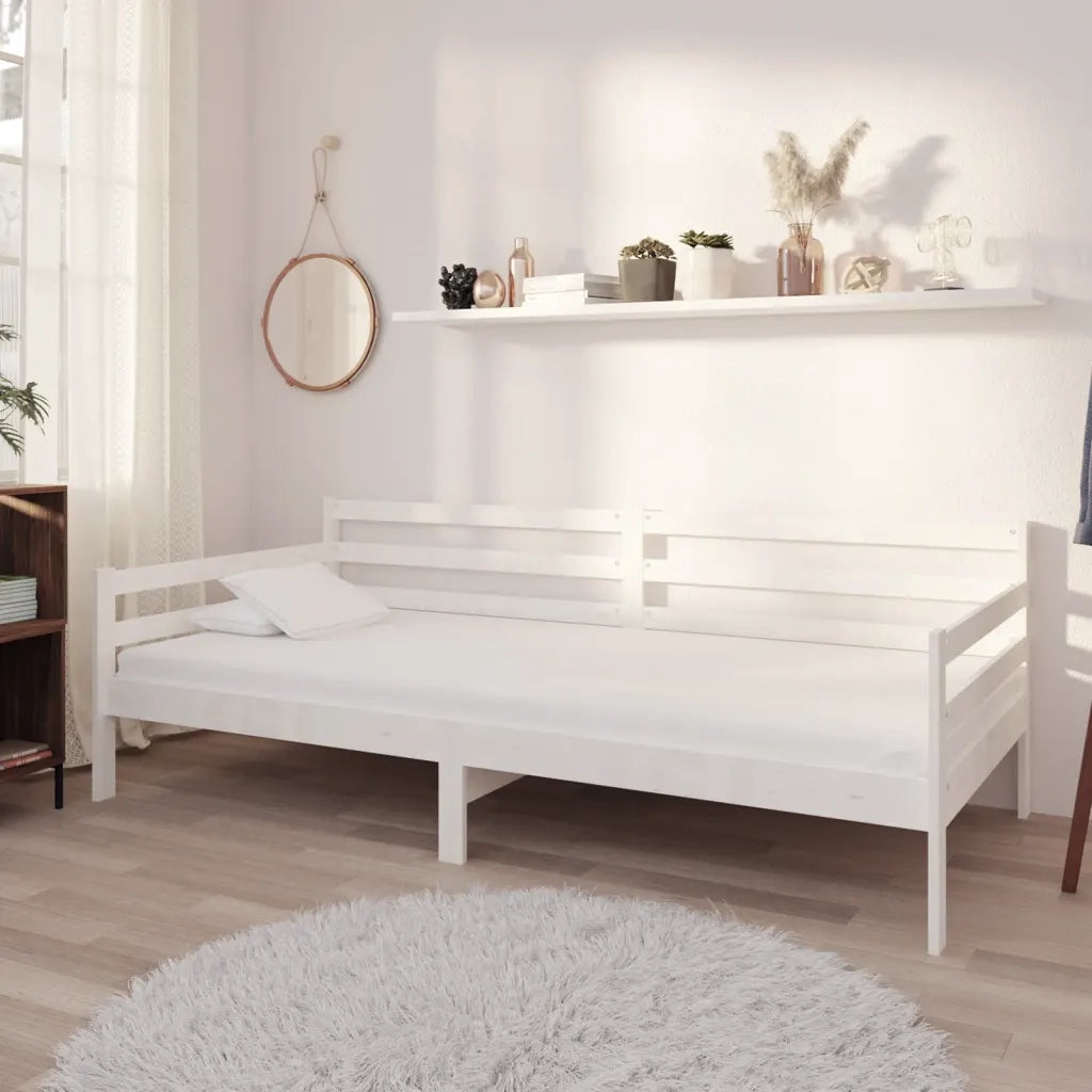 Letto singolo | Letto per adulti | Dormeuse Bianca in Legno Massello di Pino 90x200 cm