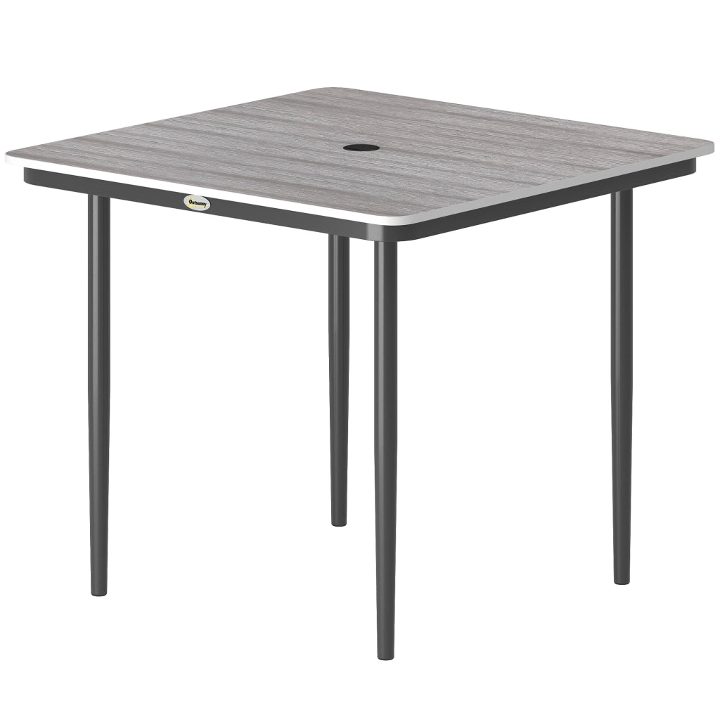 Tavolo da pranzo per esterni rettangolare per 4 persone con foro ombrellone ¨C zephmum ¨C 85x85x72.5 cm grigio