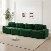 Divano Modulare 4 Posti in Velluto a Coste ¨C MINIMAL ¨C Verde, Morbido, Senza Montaggio