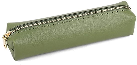 Etui in pelle, unisex, per adolescenti, portafoglio, portachiavi, scuola, portachiavi per la scuola, ufficio, per ragazze, per donne, studente, regalo (verde)