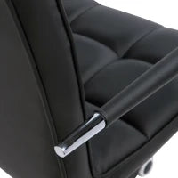 Sedia da Ufficio Ergonomica in pelle PU Nero, Sedia da Studio con 5 Ruote Girevoli, Imbottitura e Altezza Regolabile, 52.5x54x84-99cm
