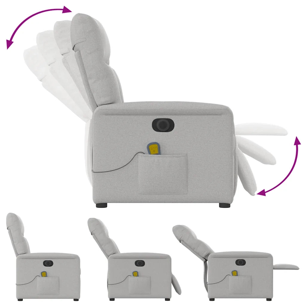 Divano Sedia-Poltrona Reclinabile Massaggio Elettrica Grigio Nuvola Tessuto 620774