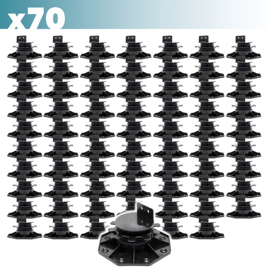 Set 70 supporti per pavimenti galleggianti, Altezza regolabile 33-64mm Max 2700 kg, Piedini Decking