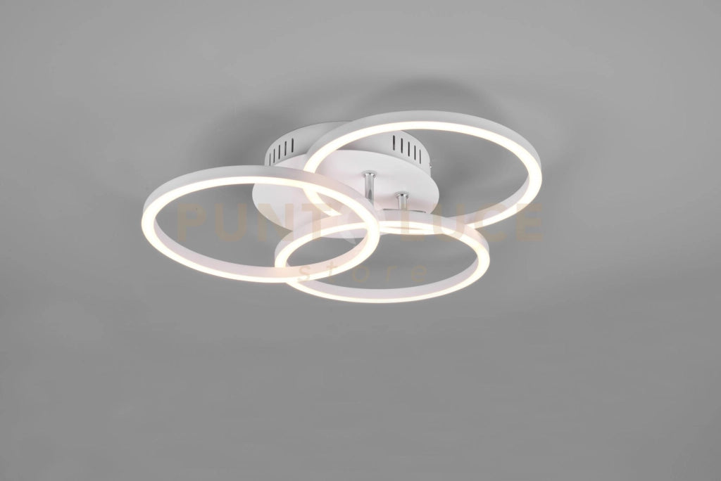 CIRCLE PLAFONIERA LED  27W 3200lm, 2700 - 6000K  BIANCA 3 CERCHI ORIENTABILI CON TELECOMANDO MULTIFUNZIONE L. 43,5CM DIMMERABILE