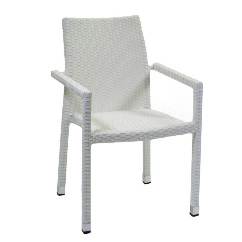 Poltrona adila polyrattan bianco ghiaccio quadro cm 60x61h44/46/65/88