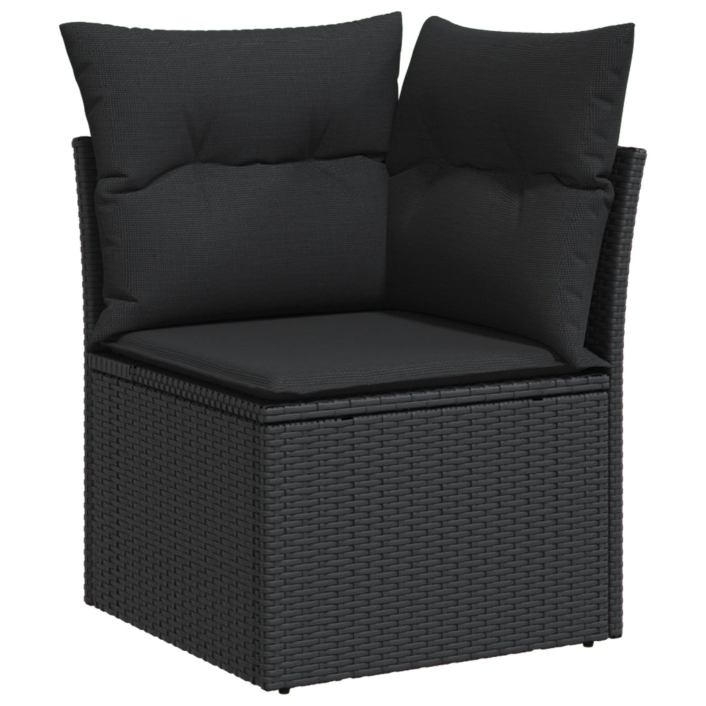 Set di divani da giardino con cuscini  10 pezzi Nero Polirattan
